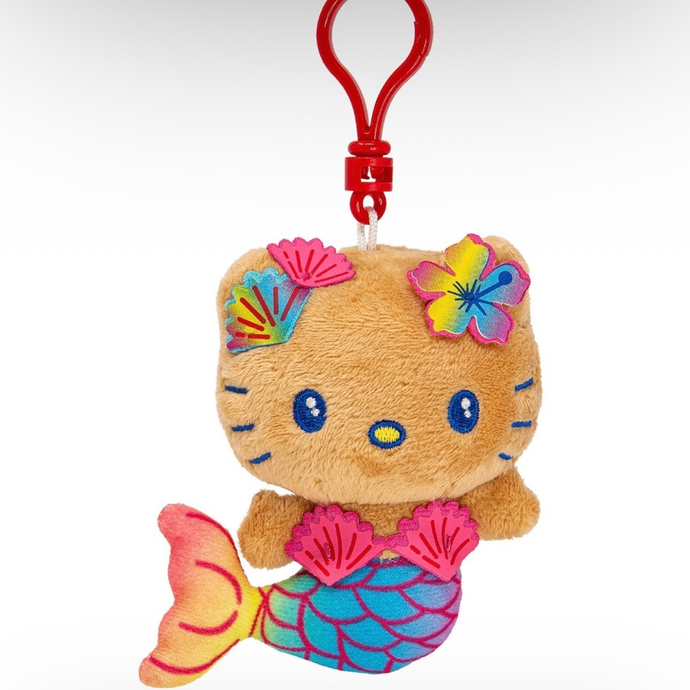 Tan Hello kitty Mermaid Hawaii plush keychain